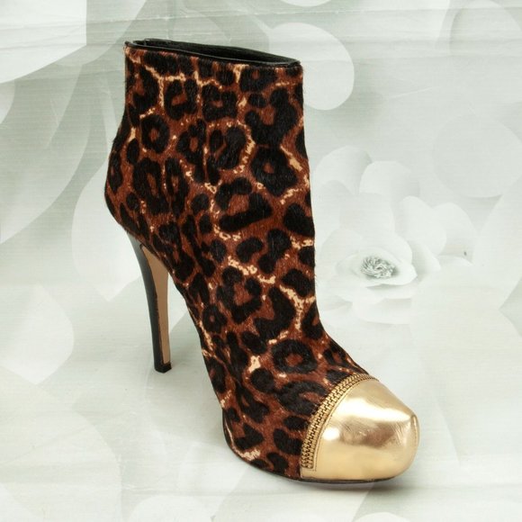 Michael Kors Leopard Calf Hair Ankle Bootie Heels - Picture 4 of 11